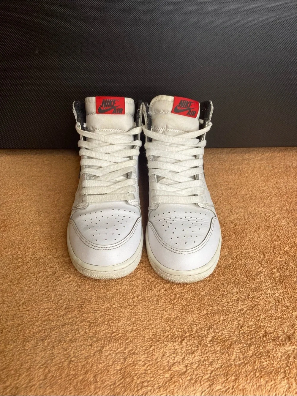 Nike Air Jordan 1 High Top Sneakers - White with Black Swoosh